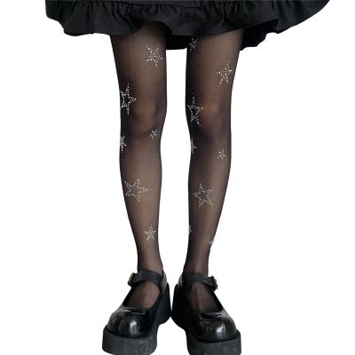 Women Pantyhose High Elasticity Dressing Up Sexy Rhinestone Star Pattern